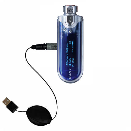 Retractable USB Power Port Ready charger cable designed for the Sony Walkman NW-E405 and uses TipExchange