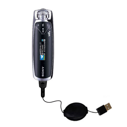 Retractable USB Power Port Ready charger cable designed for the Sony Walkman NW-S705F and uses TipExchange