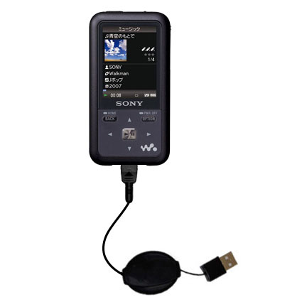 Retractable USB Power Port Ready charger cable designed for the Sony Walkman NW-S715F and uses TipExchange