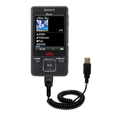 Coiled USB Cable compatible with the Sony Walkman NWZ-A729