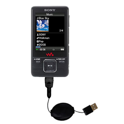 Retractable USB Power Port Ready charger cable designed for the Sony Walkman NWZ-A729 and uses TipExchange