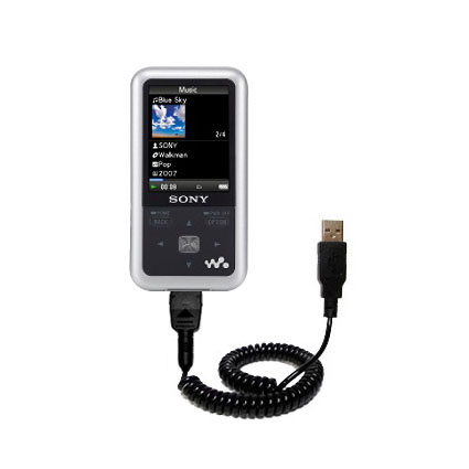 Coiled USB Cable compatible with the Sony Walkman NWZ-A716
