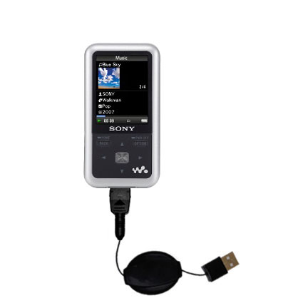 Retractable USB Power Port Ready charger cable designed for the Sony Walkman NWZ-A716 and uses TipExchange