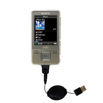 Retractable USB Power Port Ready charger cable designed for the Sony Walkman NWZ-A726 and uses TipExchange