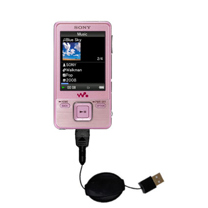 Retractable USB Power Port Ready charger cable designed for the Sony Walkman NWZ-A728 and uses TipExchange