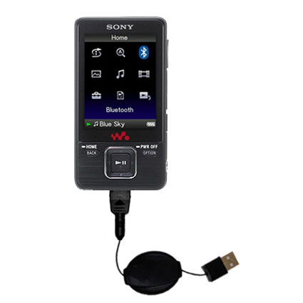 Retractable USB Power Port Ready charger cable designed for the Sony Walkman NWZ-A828 and uses TipExchange