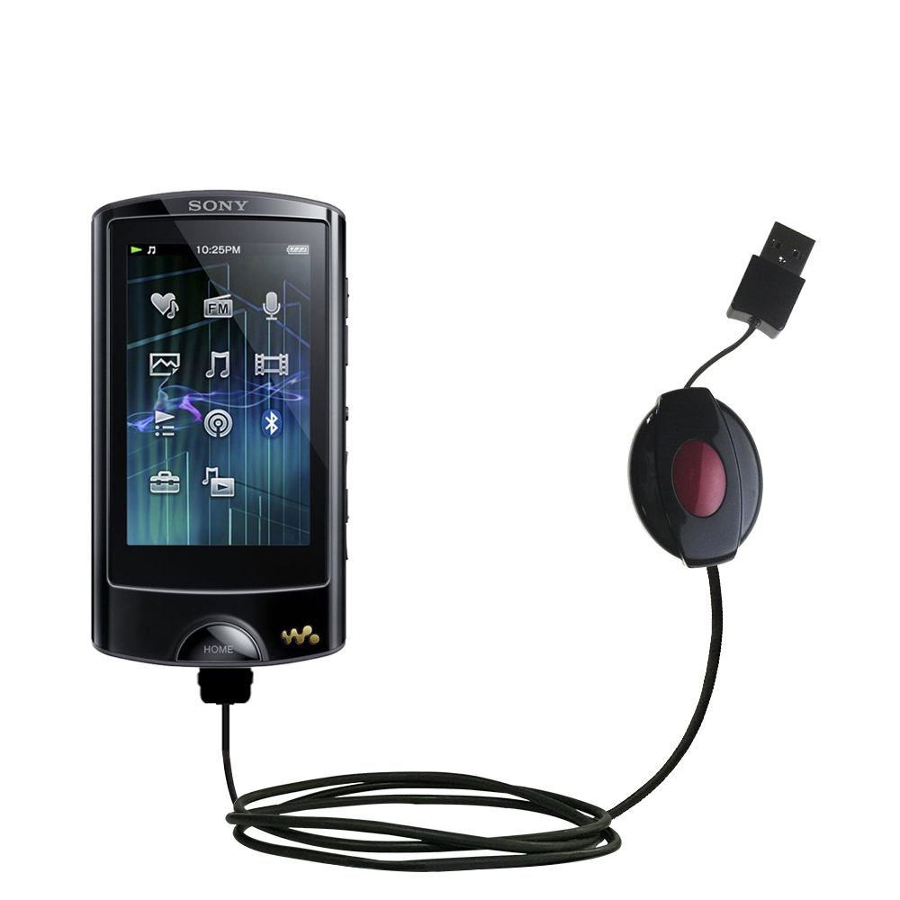 Retractable USB Power Port Ready charger cable designed for the Sony Walkman NWZ-A864 A865 and uses TipExchange