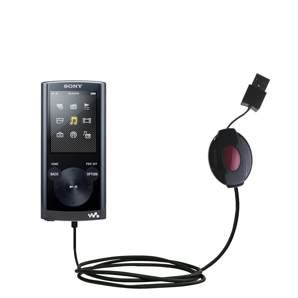 Retractable USB Power Port Ready charger cable designed for the Sony Walkman NWZ-E353 and uses TipExchange