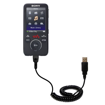 Coiled USB Cable compatible with the Sony Walkman NWZ-E435F