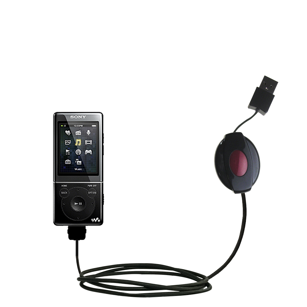 Retractable USB Power Port Ready charger cable designed for the Sony Walkman NWZ-E473 E474 E475 and uses TipExchange