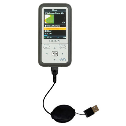 Retractable USB Power Port Ready charger cable designed for the Sony Walkman NWZ-S515 and uses TipExchange