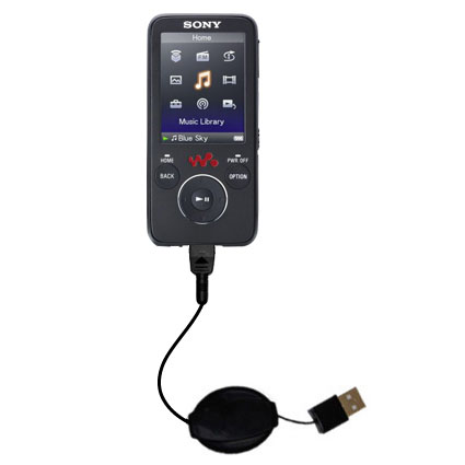 Retractable USB Power Port Ready charger cable designed for the Sony Walkman NWZ-S636F and uses TipExchange