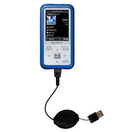 Retractable USB Power Port Ready charger cable designed for the Sony Walkman NWZ-S710F and uses TipExchange