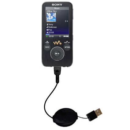 Retractable USB Power Port Ready charger cable designed for the Sony Walkman NWZ-S739F and uses TipExchange