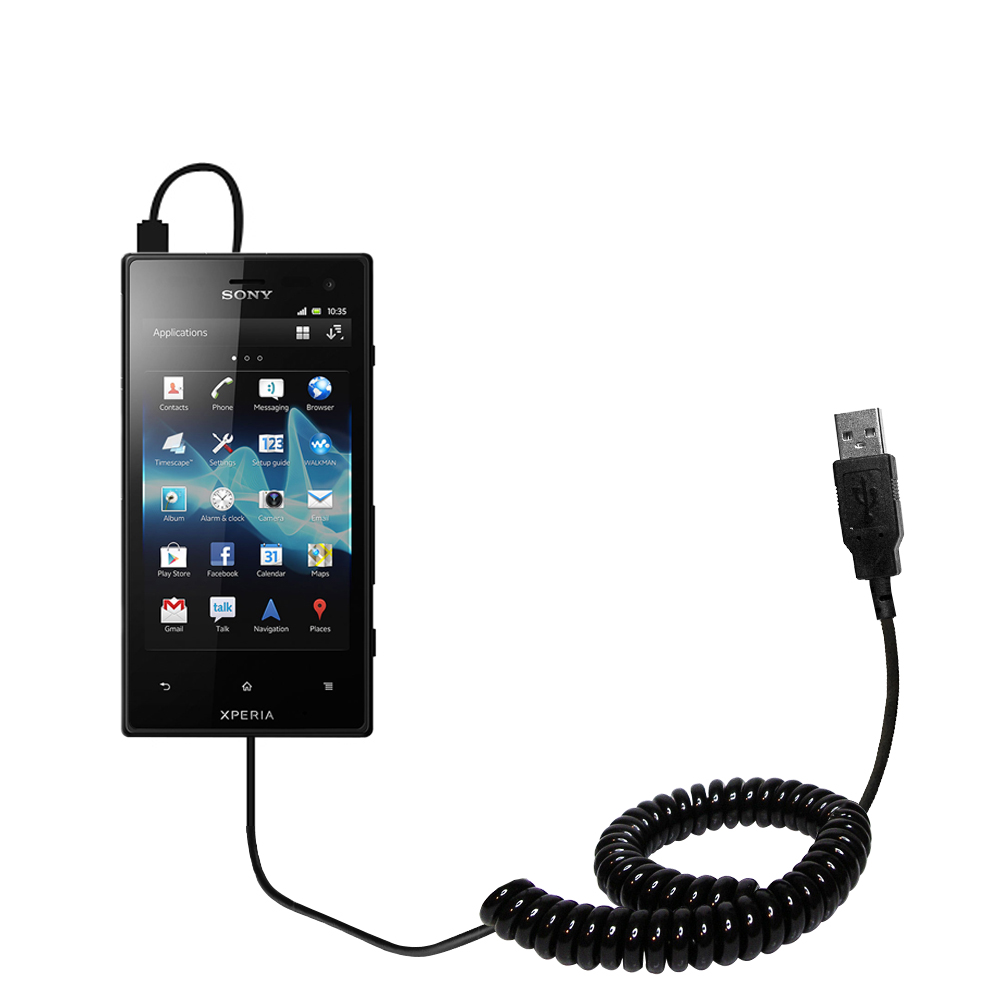 Coiled USB Cable compatible with the Sony Xperia Acro S
