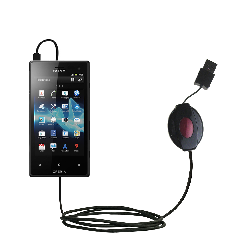 Retractable USB Power Port Ready charger cable designed for the Sony Xperia Acro S and uses TipExchange