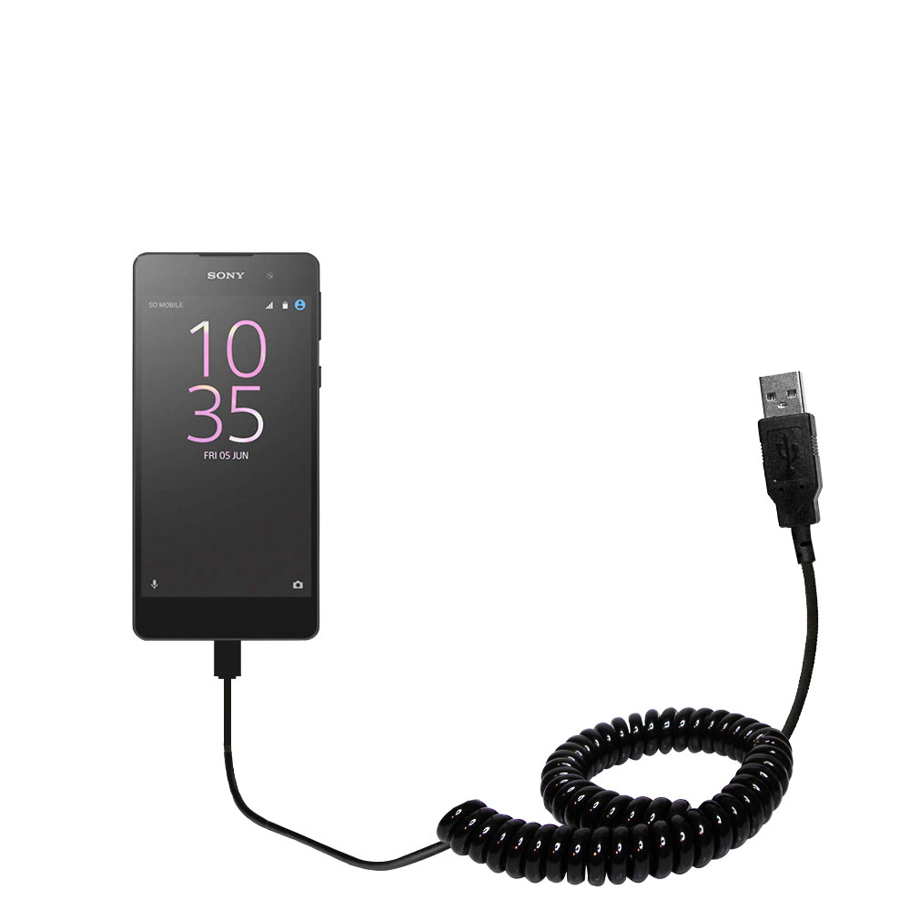 Coiled USB Cable compatible with the Sony Xperia E5