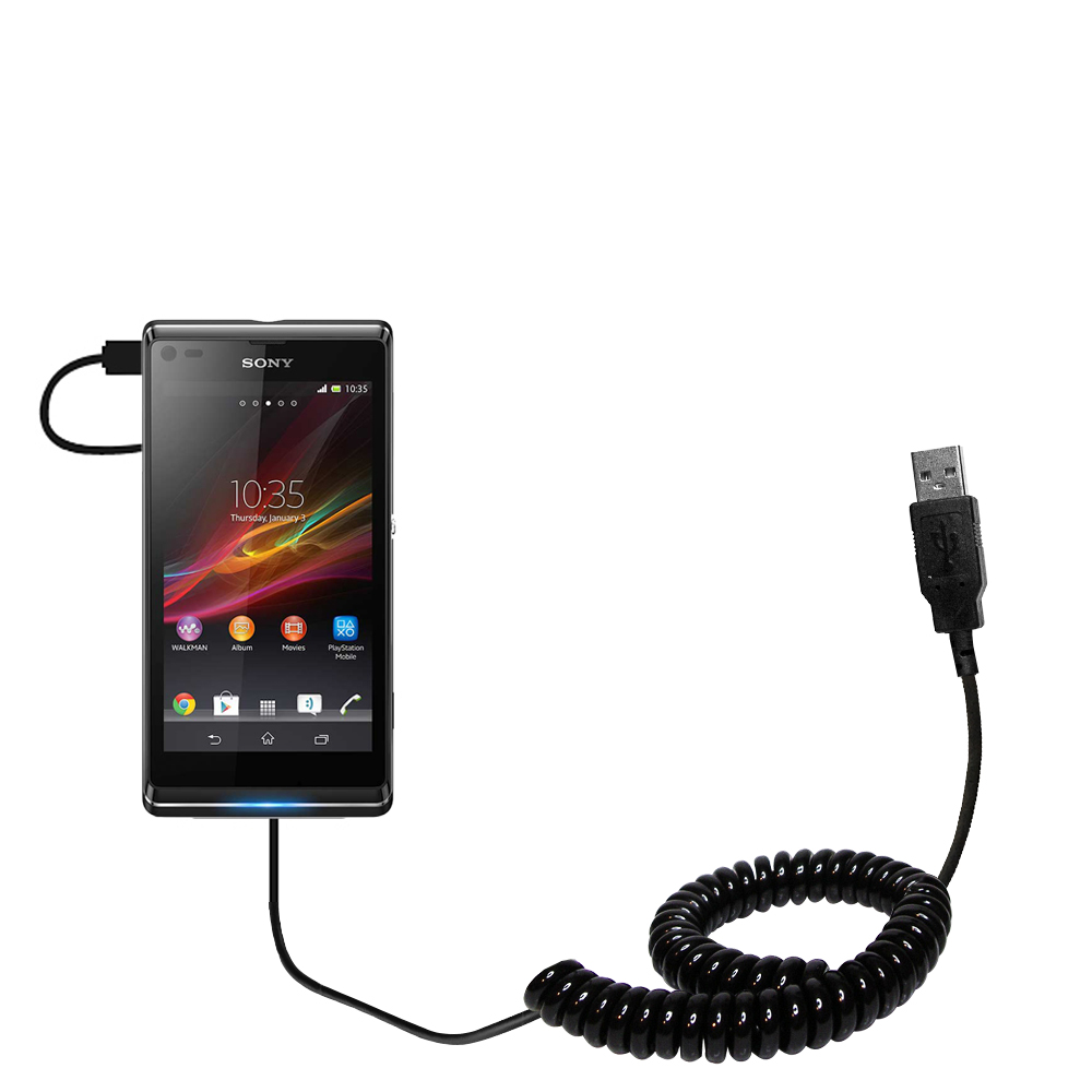Coiled USB Cable compatible with the Sony Xperia L