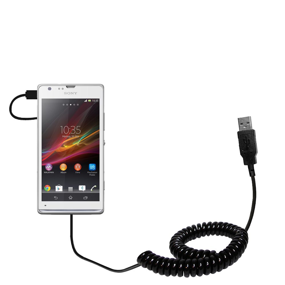 Coiled USB Cable compatible with the Sony Xperia SP