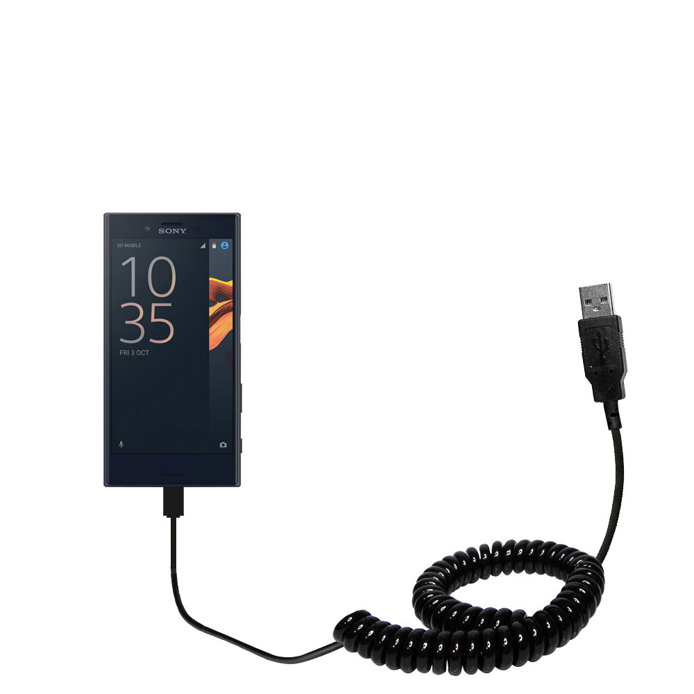 Coiled USB Cable compatible with the Sony Xperia X Compact