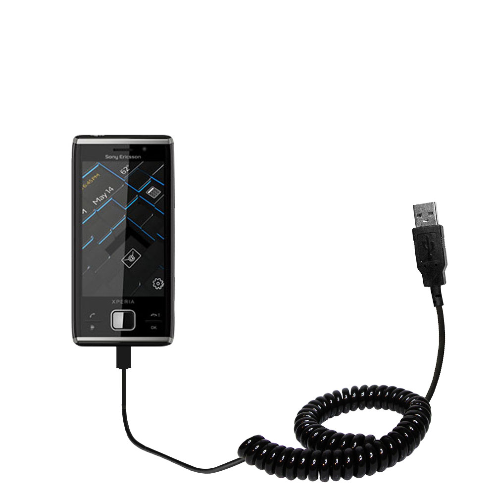 Coiled USB Cable compatible with the Sony Xperia X2