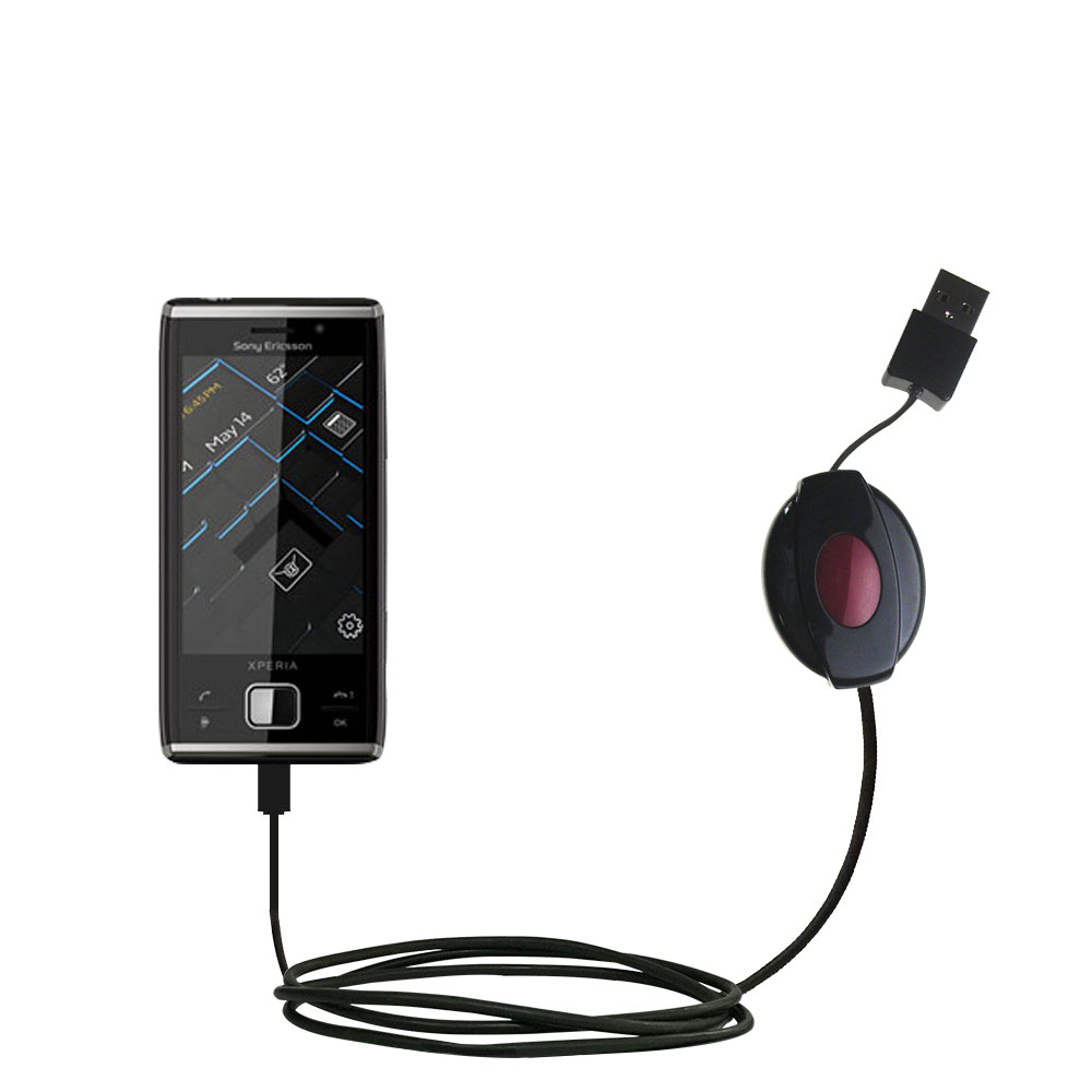 Retractable USB Power Port Ready charger cable designed for the Sony Xperia X2 and uses TipExchange