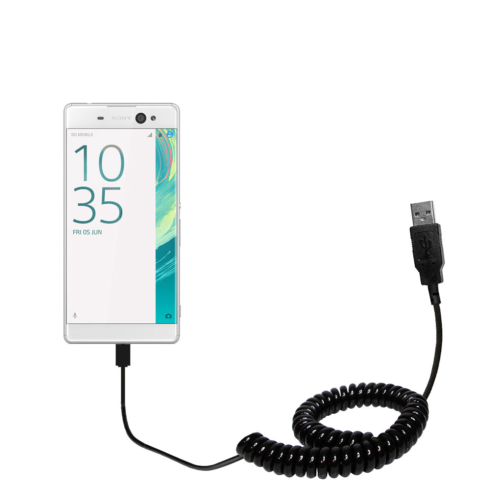 Coiled USB Cable compatible with the Sony Xperia XA Ultra