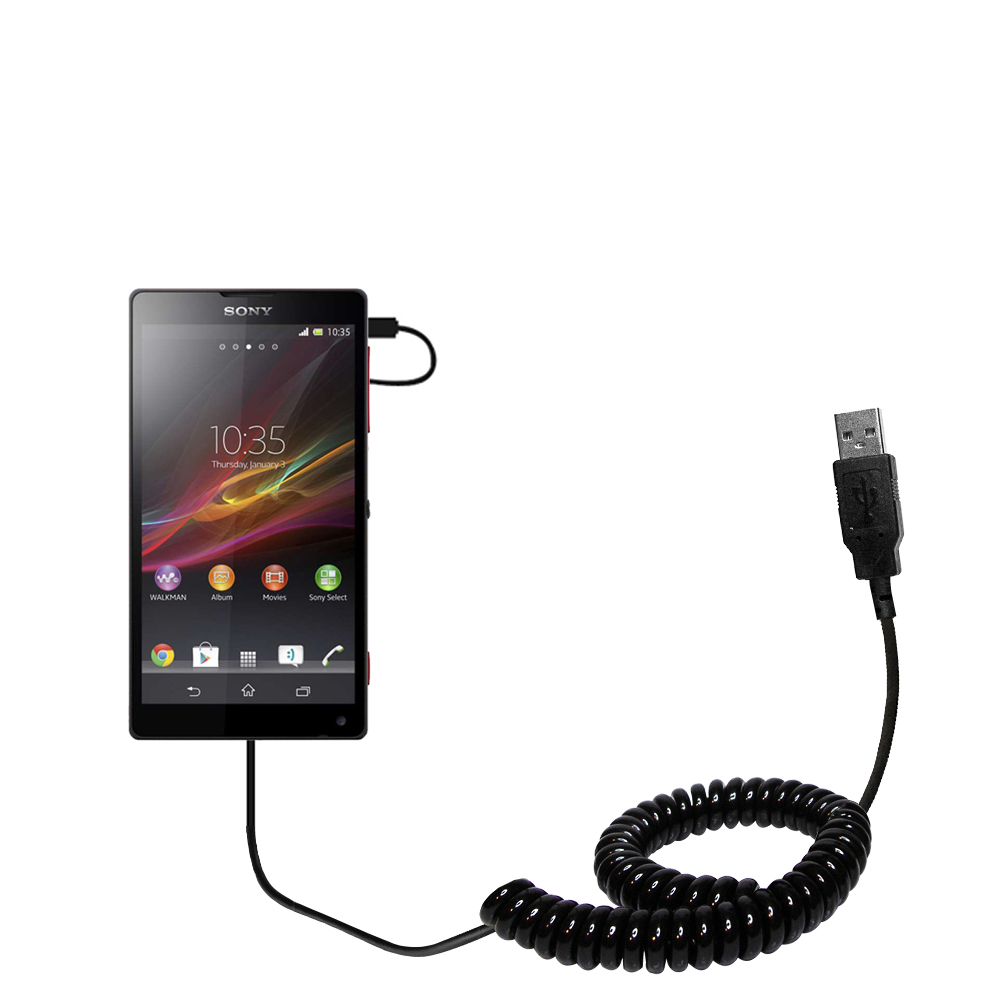 Coiled USB Cable compatible with the Sony Xperia Z