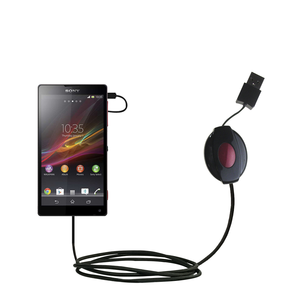 Retractable USB Power Port Ready charger cable designed for the Sony Xperia Z and uses TipExchange