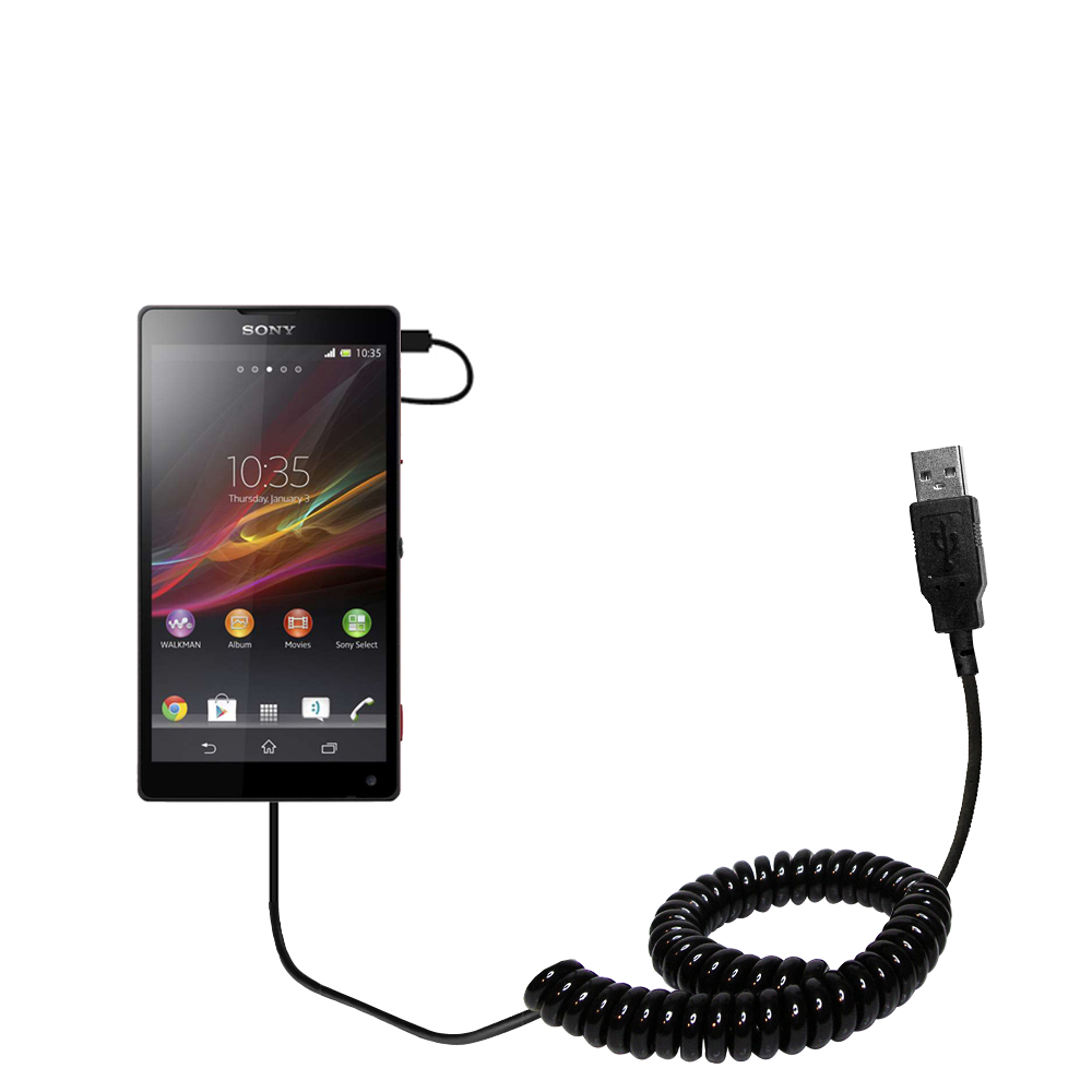 Coiled USB Cable compatible with the Sony Xperia ZL