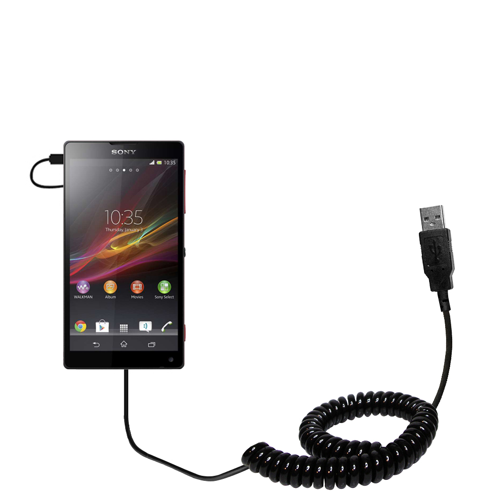 Coiled USB Cable compatible with the Sony Xperia ZR