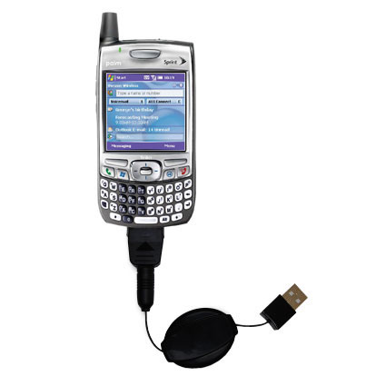Retractable USB Power Port Ready charger cable designed for the Sprint Treo 700p and uses TipExchange