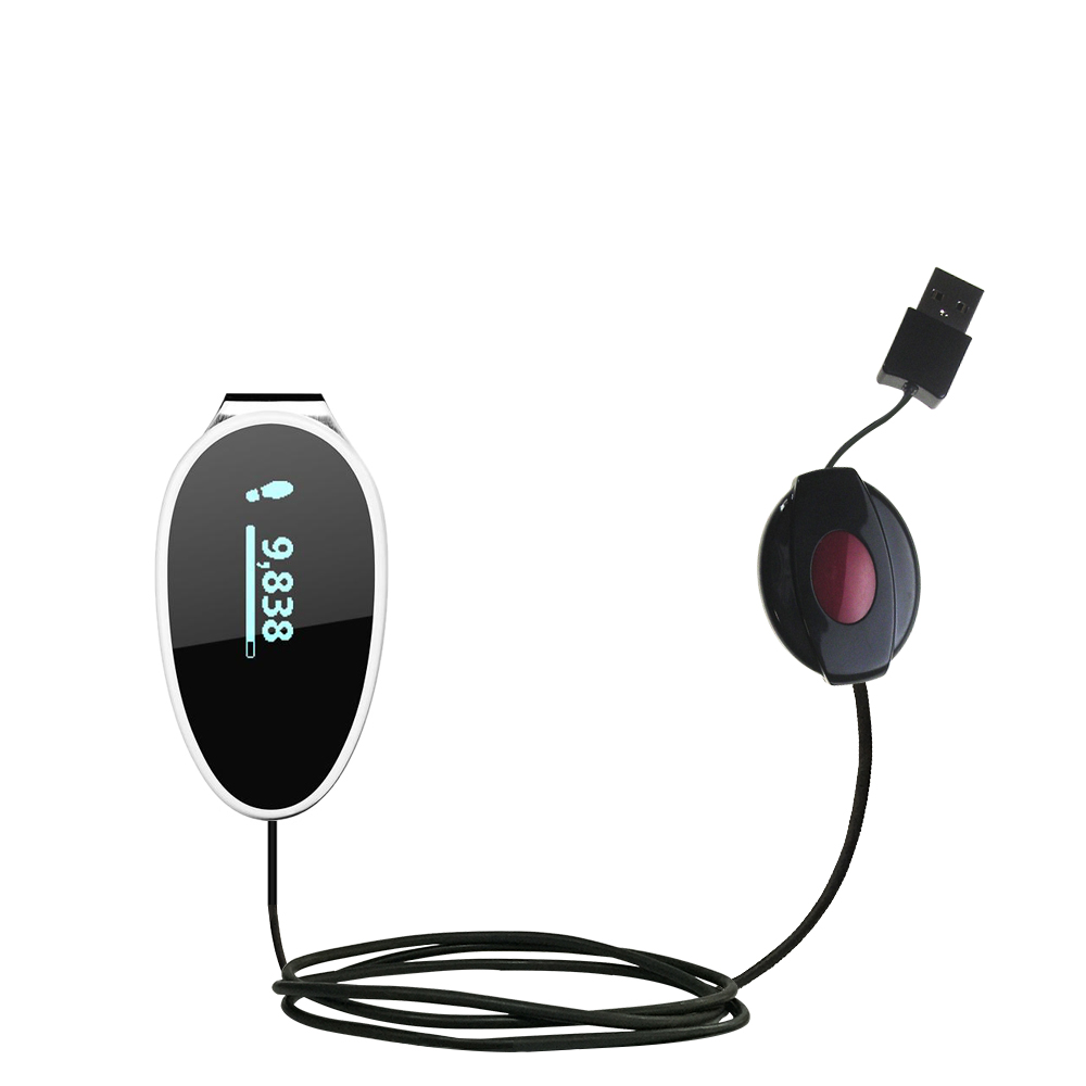 Retractable USB Power Port Ready charger cable designed for the Striiv Play and uses TipExchange