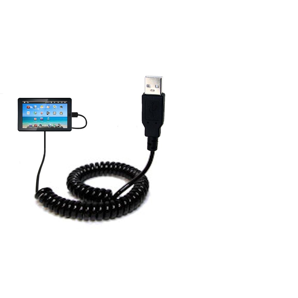 Coiled USB Cable compatible with the Sylvania SYTAB7MX 7 inch Tablet