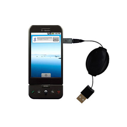 Retractable USB Power Port Ready charger cable designed for the T-Mobile G1 Google and uses TipExchange
