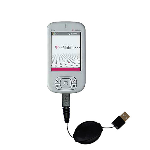 Retractable USB Power Port Ready charger cable designed for the T-Mobile MDA Pro and uses TipExchange