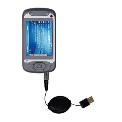 Retractable USB Power Port Ready charger cable designed for the T-Mobile MDA Vario II and uses TipExchange