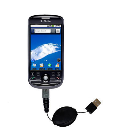 Retractable USB Power Port Ready charger cable designed for the T-Mobile MyTouch 3G Slide and uses TipExchange