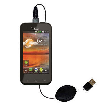 Retractable USB Power Port Ready charger cable designed for the T-Mobile myTouch Q and uses TipExchange