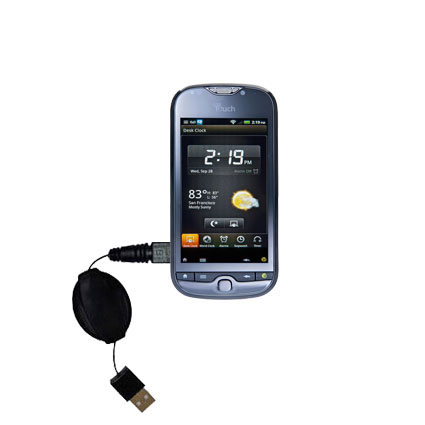 Retractable USB Power Port Ready charger cable designed for the T-Mobile myTouch qwerty and uses TipExchange