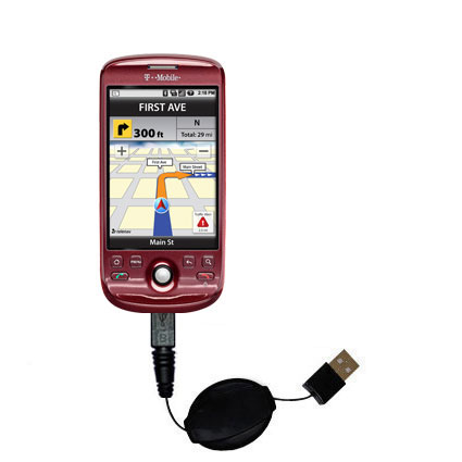 Retractable USB Power Port Ready charger cable designed for the T-Mobile MyTouch2 and uses TipExchange