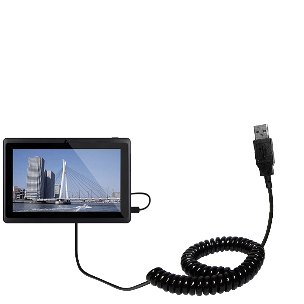 Coiled USB Cable compatible with the Tablet Express Dragon Touch 7 inch Y88 R7