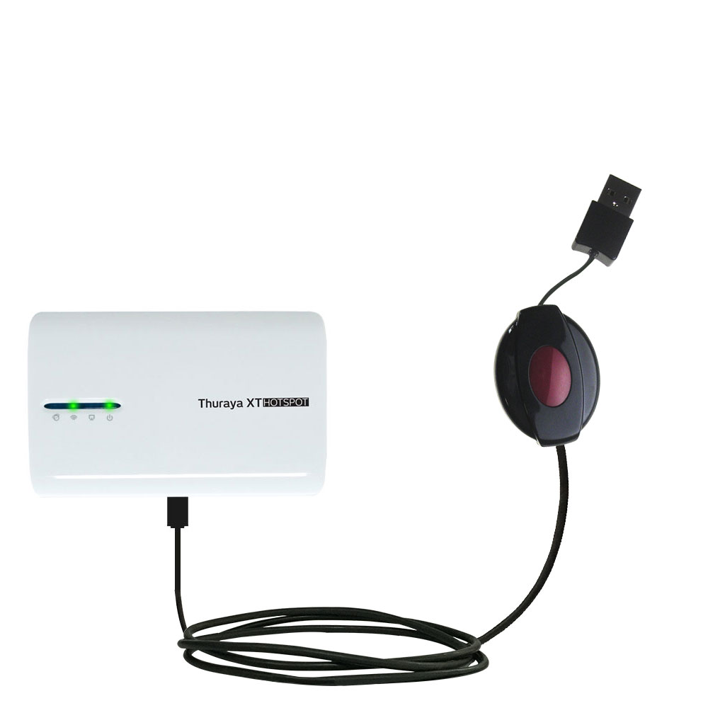 Retractable USB Power Port Ready charger cable designed for the Thuraya XT-Hotspot and uses TipExchange