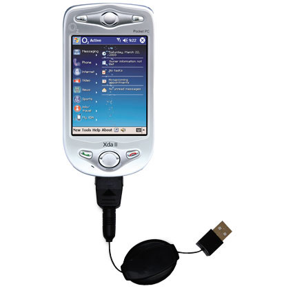 Retractable USB Power Port Ready charger cable designed for the T-Mobile MDA II and uses TipExchange