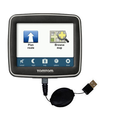 Retractable USB Power Port Ready charger cable designed for the TomTom EASE and uses TipExchange