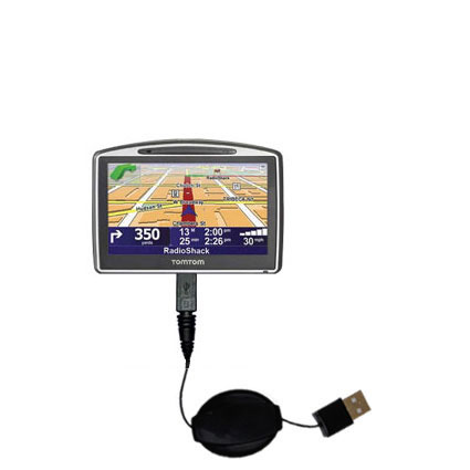 Retractable USB Power Port Ready charger cable designed for the TomTom GO 630 and uses TipExchange