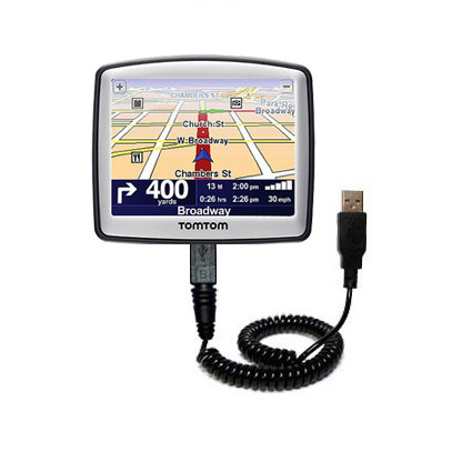 Coiled USB Cable compatible with the TomTom ONE 125 S / SE