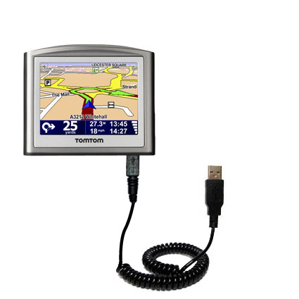 Coiled USB Cable compatible with the TomTom ONE 3rd