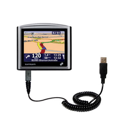 Coiled USB Cable compatible with the TomTom ONE Regional 22