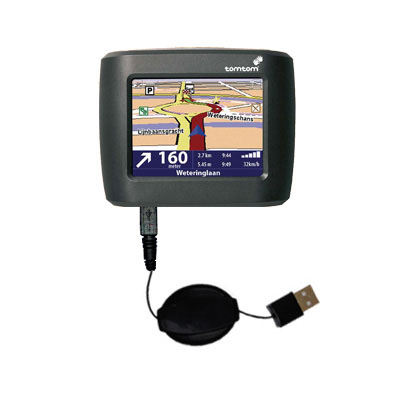Retractable USB Power Port Ready charger cable designed for the TomTom One and uses TipExchange